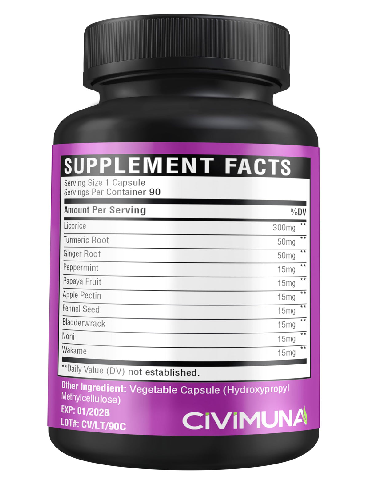 CIVIMUNA Licorice Capsules with Turmeric & Ginger - 90 Count - image 2