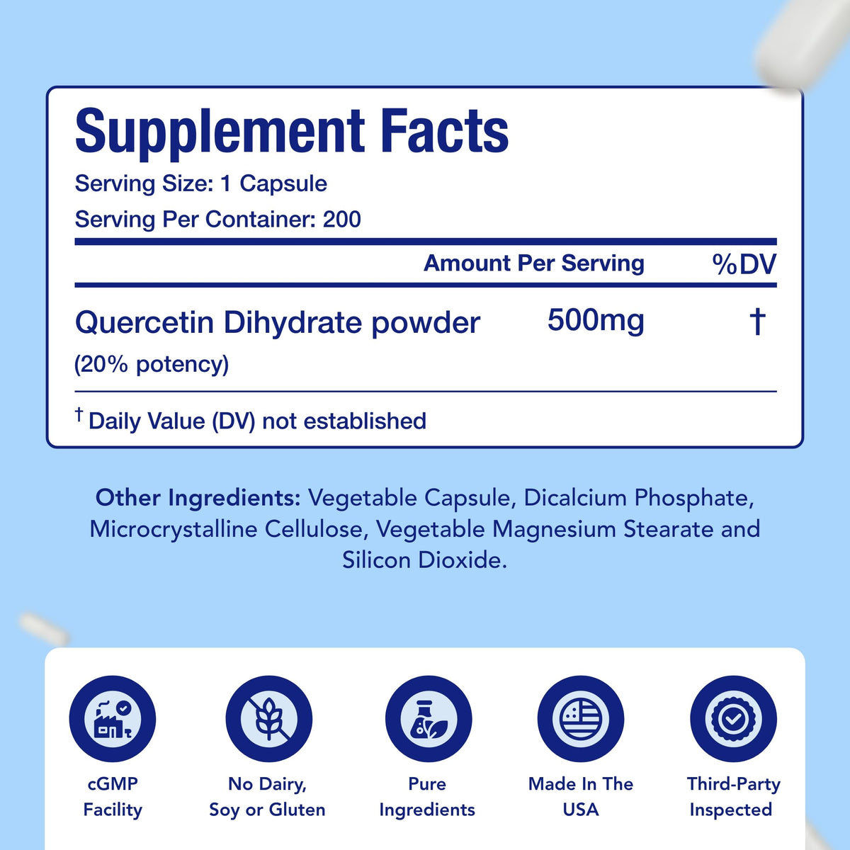 NasaBeahava Quercetin 500mg Capsules Antioxidant - 200 Servings - image 4