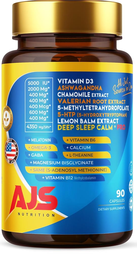 AJS Nutrition Calm Mood Support Sleep Aid Capsules - 120 Count