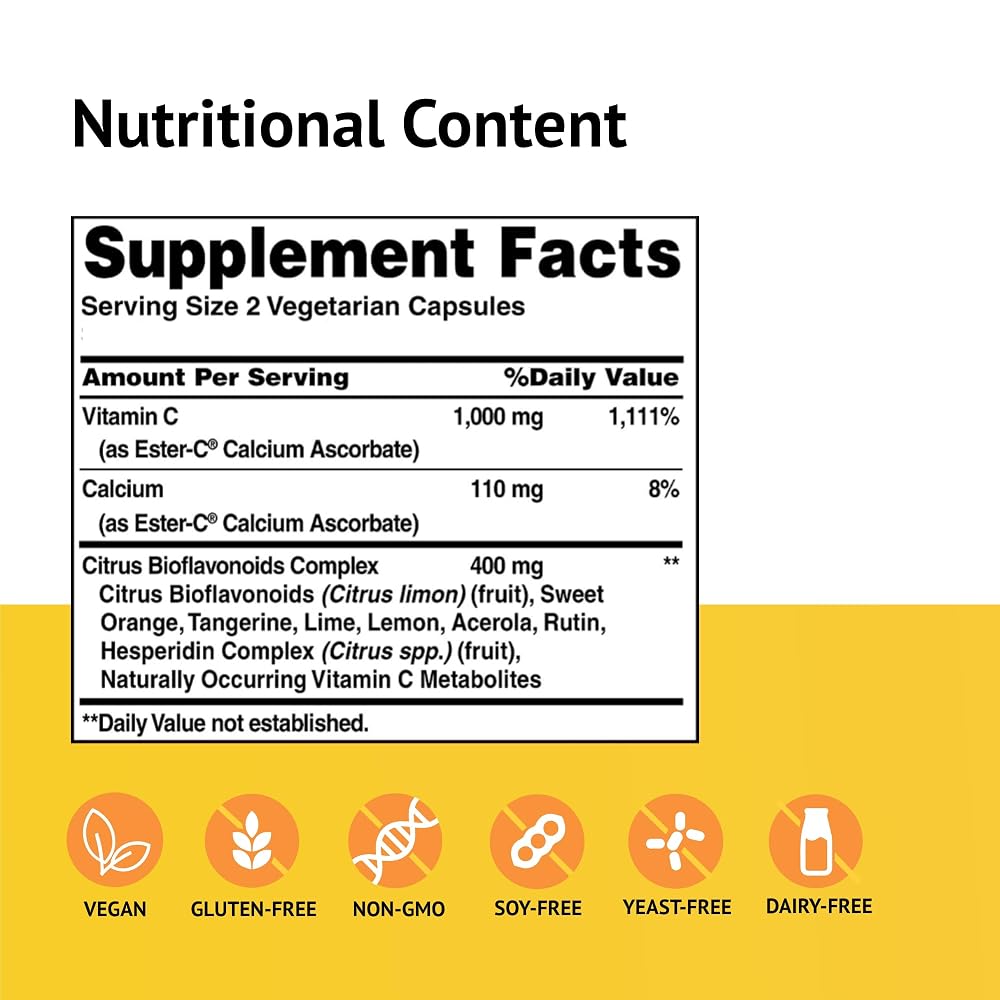 American Health Ester-C 500 mg Immune Support - 120 Vegetarian Capsules - image 2