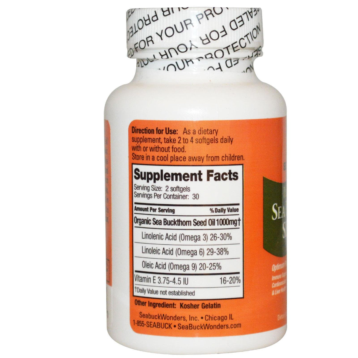 Seabuck Wonders Sea Buckthorn Seed Oil Omega 3 6 9 - 60 Softgels - image 2