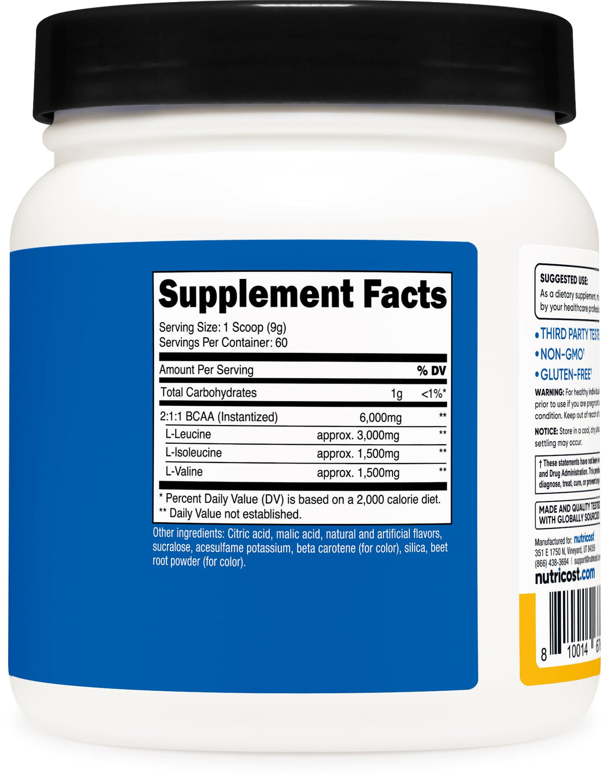 Nutricost BCAA Powder- 2:1:1
