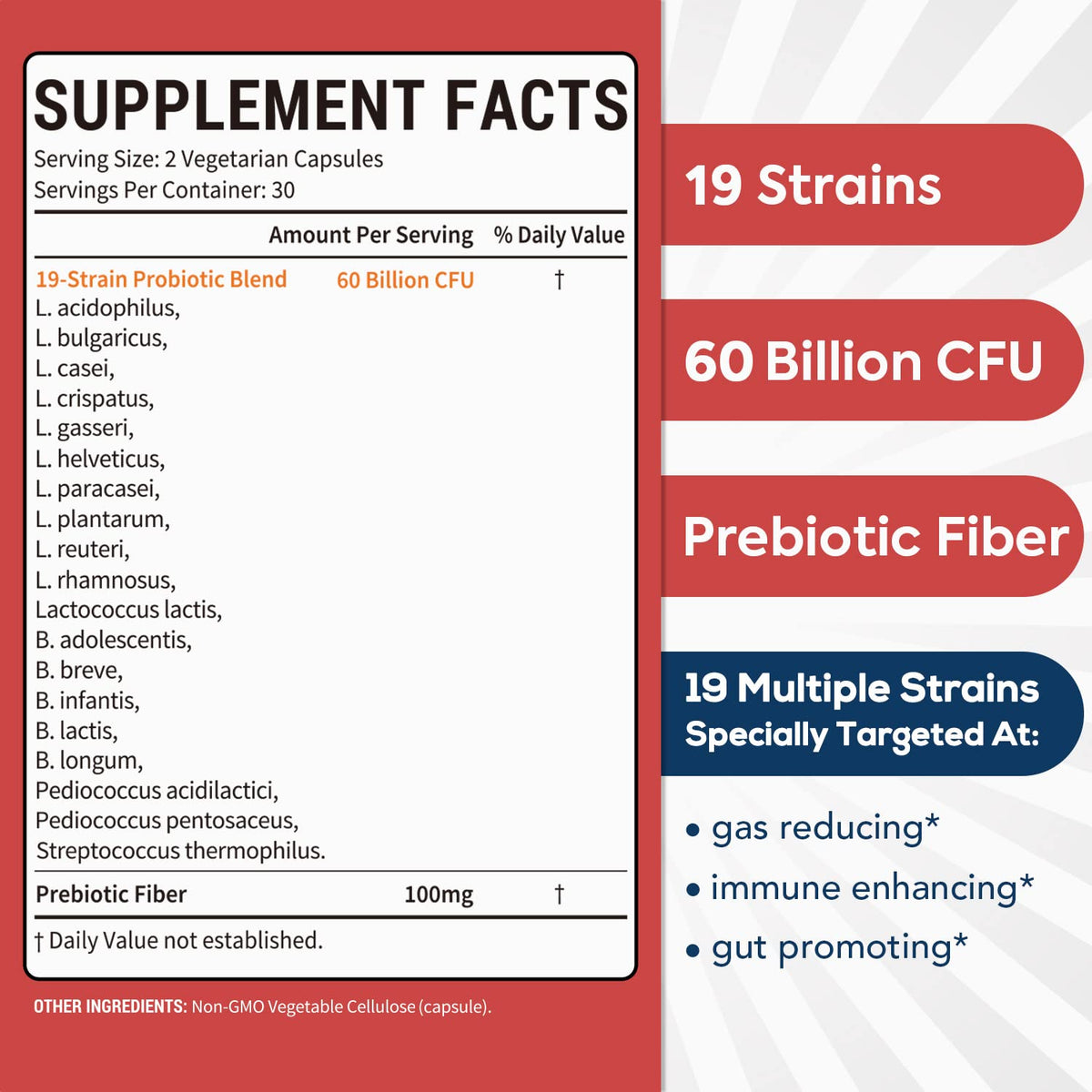 Surebounty Probiotics 60 Billion CFU 19 Strains Digestive & Immune Health - image 2