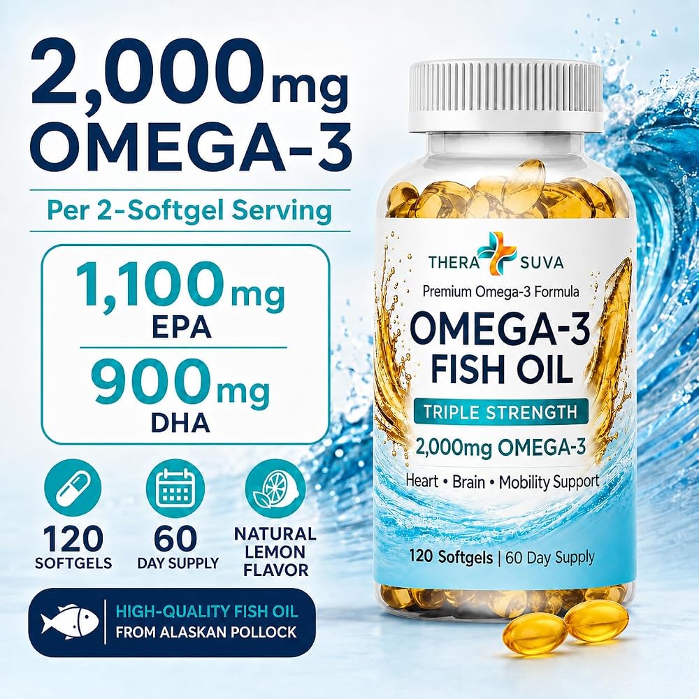 TheraSuva Wild Alaskan Fish Oil 2000mg Omega-3 - 120 Softgels - image 2