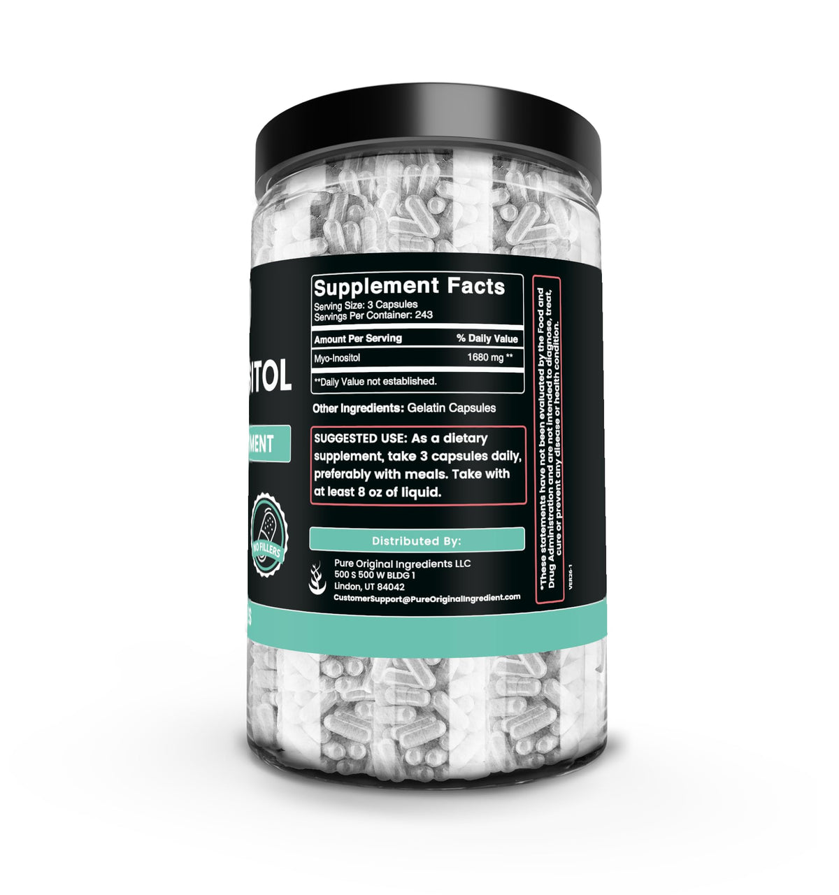 Pure Original Ingredients Myo-Inositol (730 Capsules) No Magnesium Or