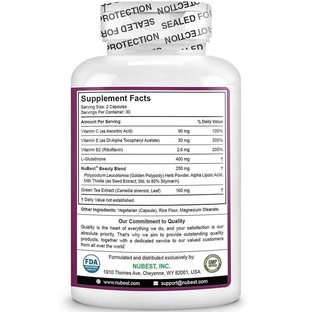 NuBest White Skin Beauty Formula with Glutathione - 180 Capsules - image 8