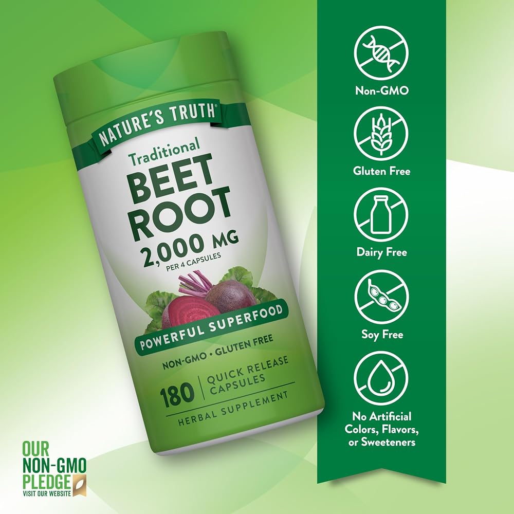 Nature's Truth Beet Root Capsules 2,000mg - 180 Count - image 3
