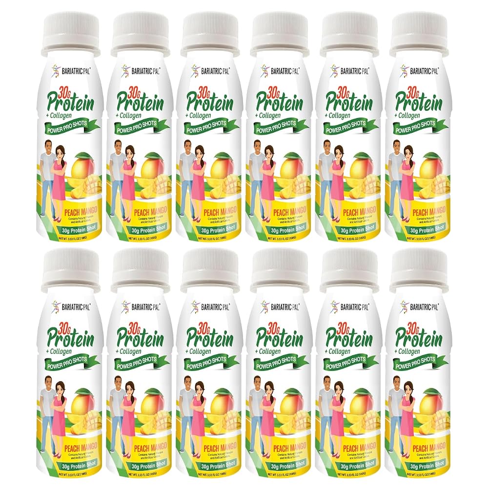 BariatricPal 30g Whey Protein & Collagen Power Pro Shots Peach Mango