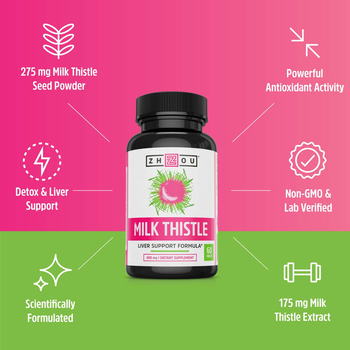 ZHOU Milk Thistle Liver Health Supplement - 60 Vegetarian Capsules - image 4