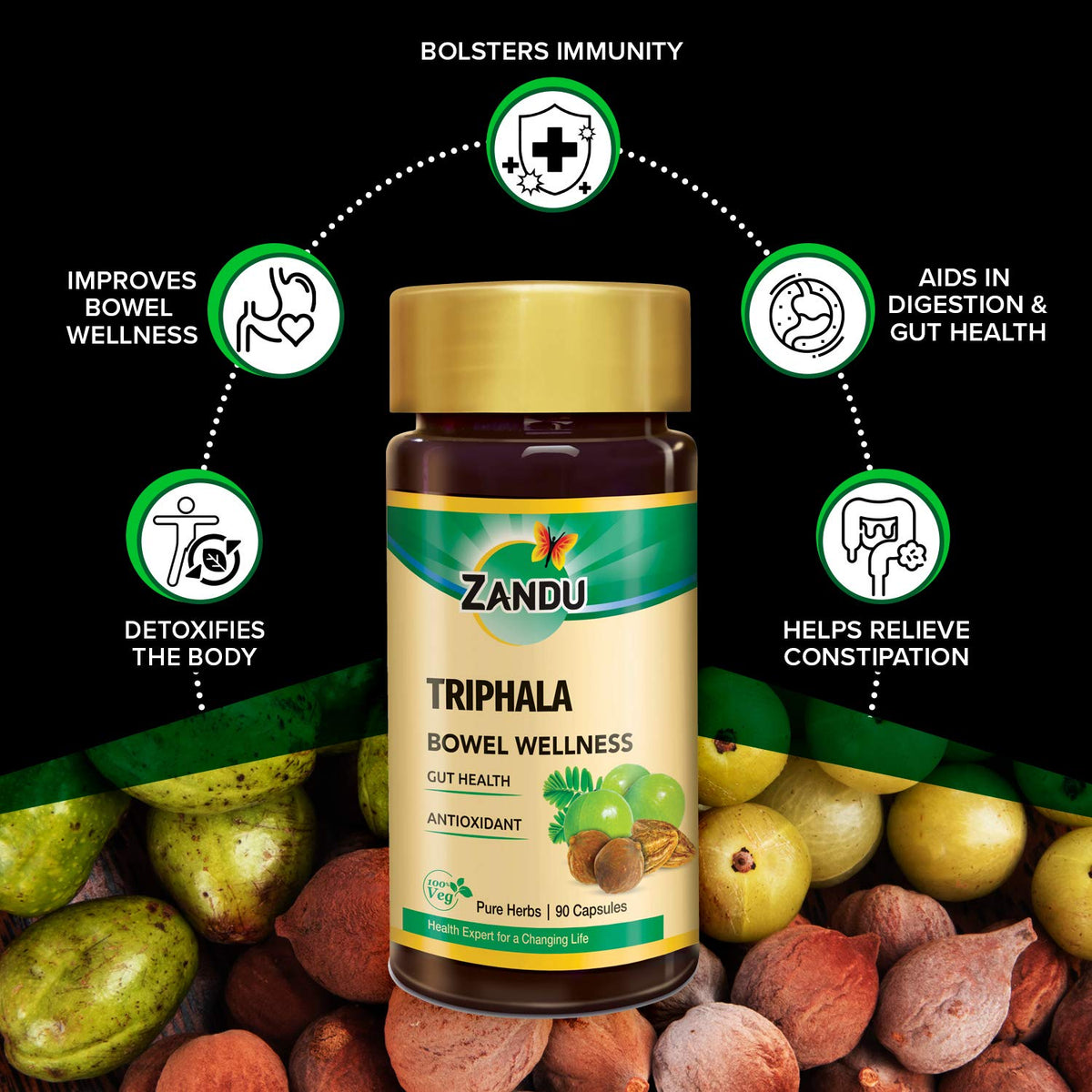 Zandu Triphala Capsules for Digestion & Gut Health - 90 Vegetarian Capsules - image 3