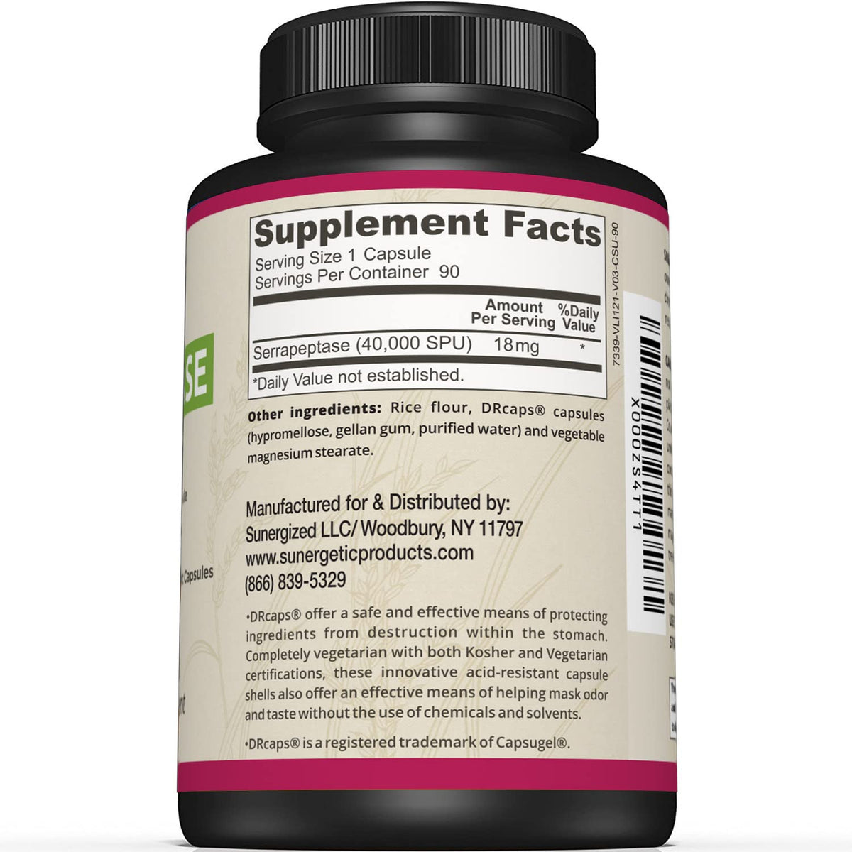 Sunergetic Serrapeptase Enzyme 40,000 SPU - 90 Capsules - image 2