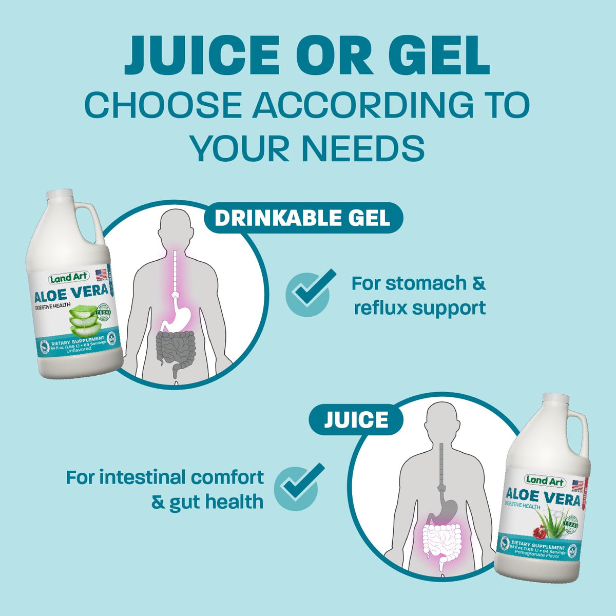 Land Art Pure Aloe Vera Drinkable Gel - Cold-Processed Inner Filet