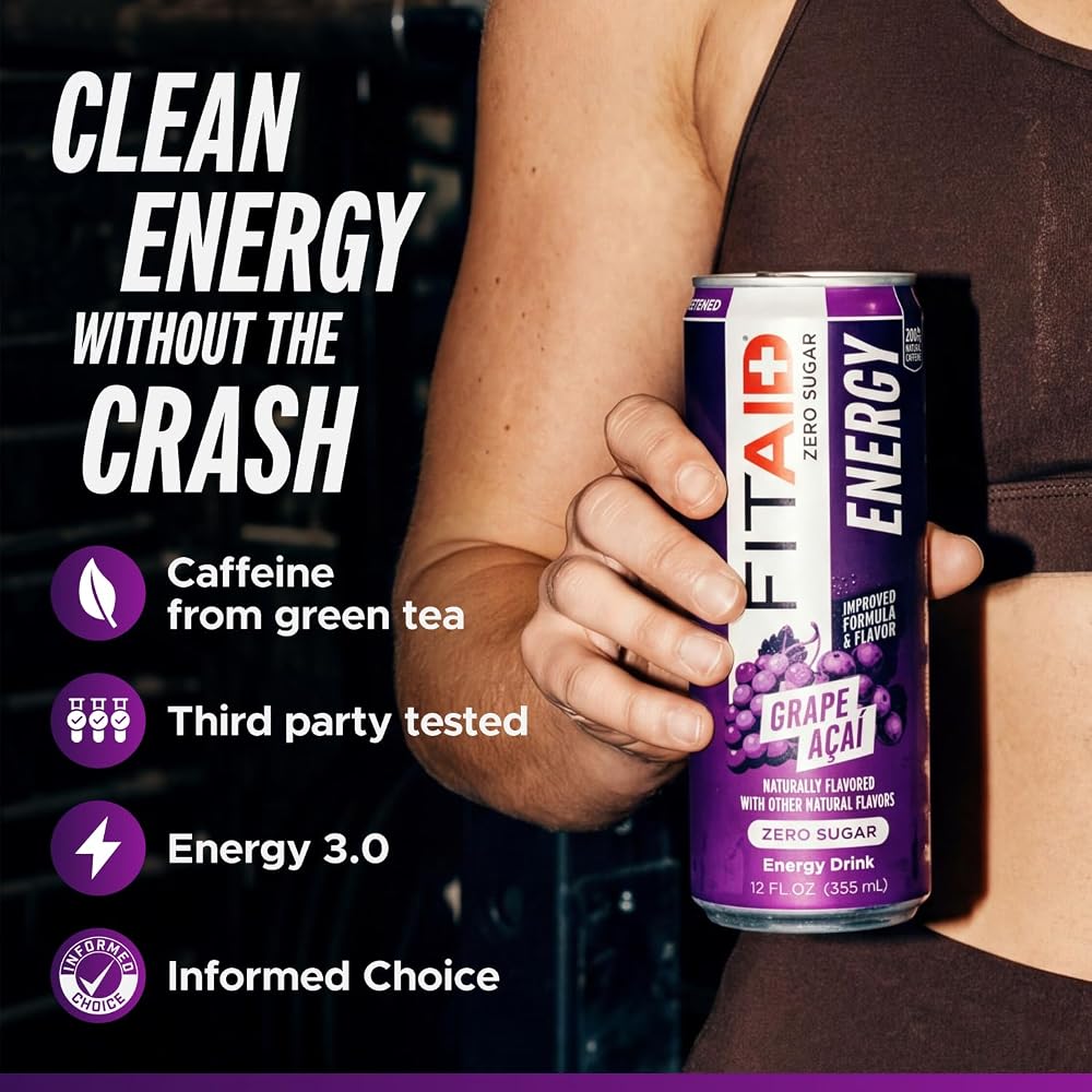 LIFEAID FITAID Energy Zero Sugar Grape Acai 200mg - 24 Pack - image 3