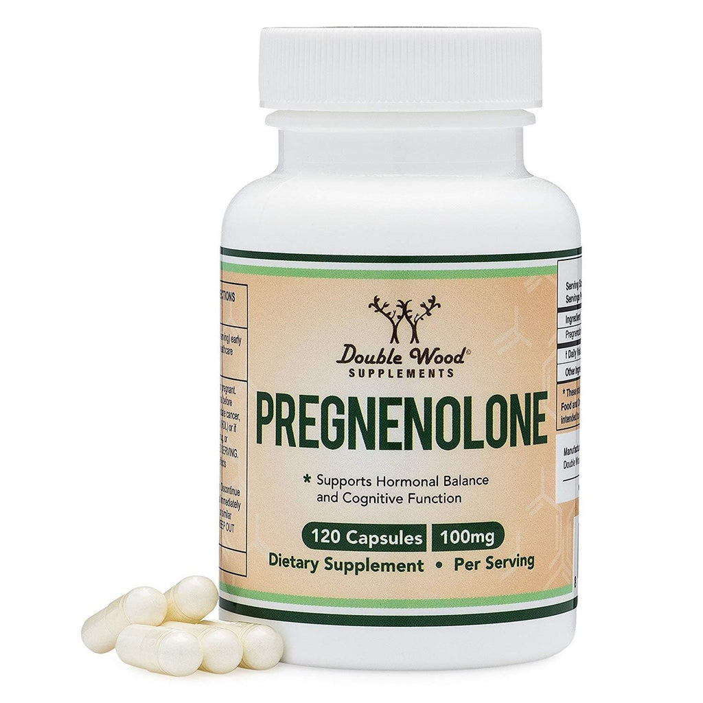Double Wood Supplements Pregnenolone 100mg Memory & Mood - 120 Capsules