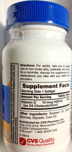CVS Health Vitamin D3 400 IU - 100 Softgels - image 2