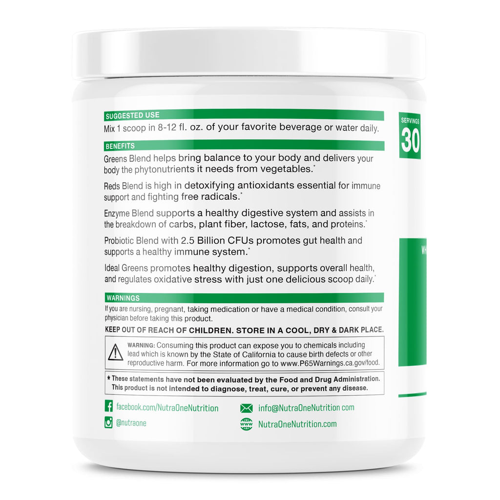 NutraOne Ideal Greens Antioxidant Superfood Powder Berry - 30 Servings - image 2