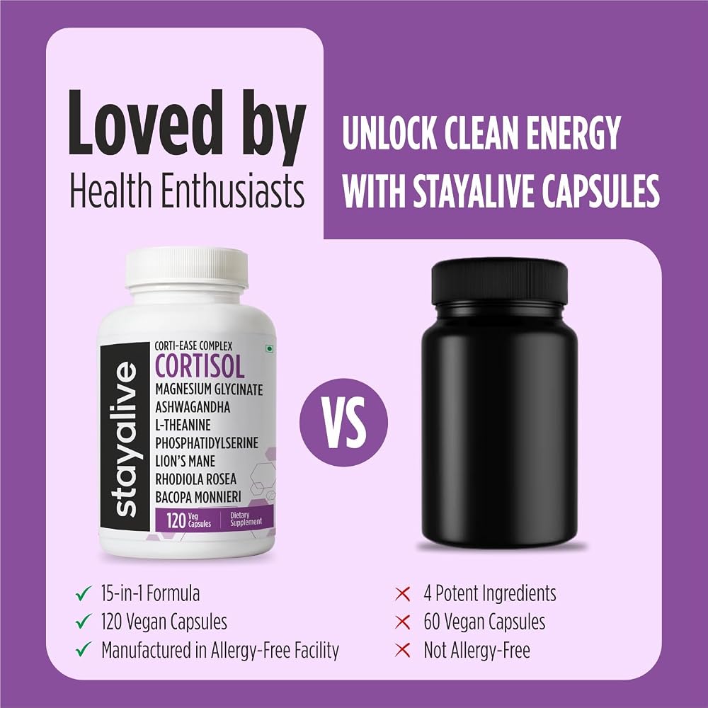 STAYALIVE Cortisol Manager Supplement 15-in-1 Complex - 120 Capsules - image 5