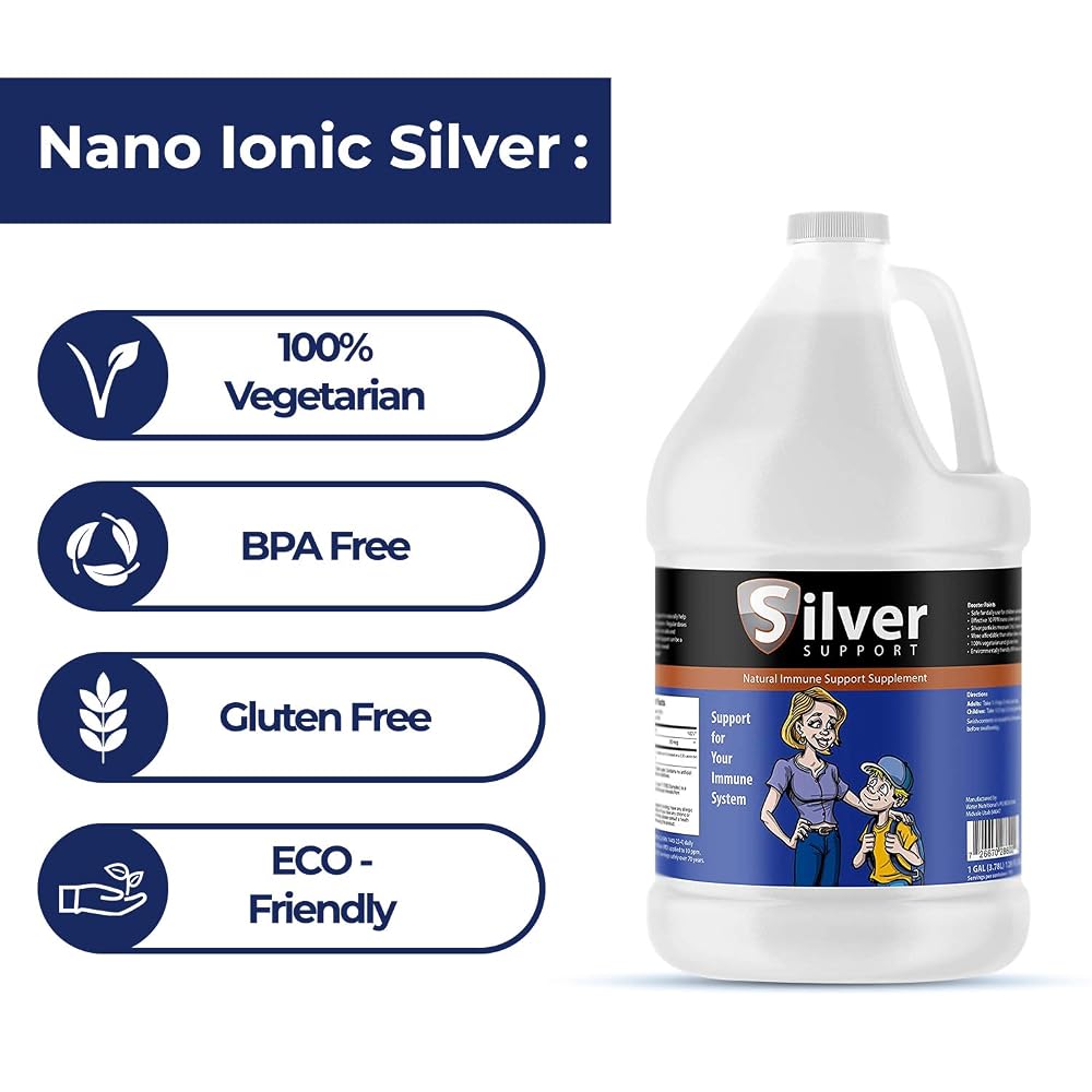 Silver Support Immune Support Colloidal Silver 10 PPM - 128 Fl Oz - image 3