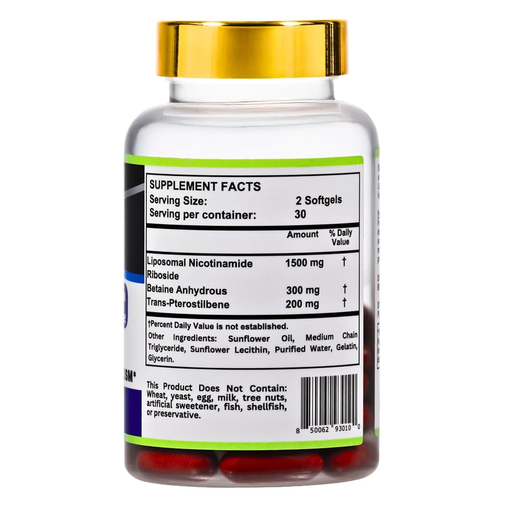 Nikoni Liposomal NAD+ 2000 mg with TMG and Pterostilbene