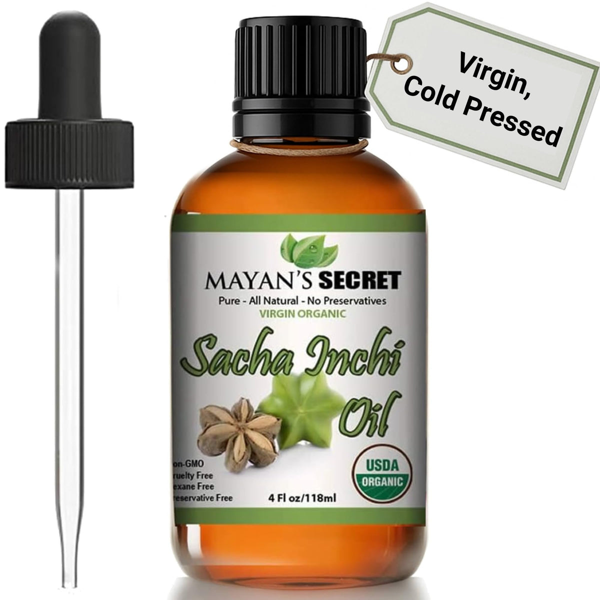 Mayan's Secret Sacha Inchi Oil USDA Organic Omega 3-6-9 - 4 Fl Oz