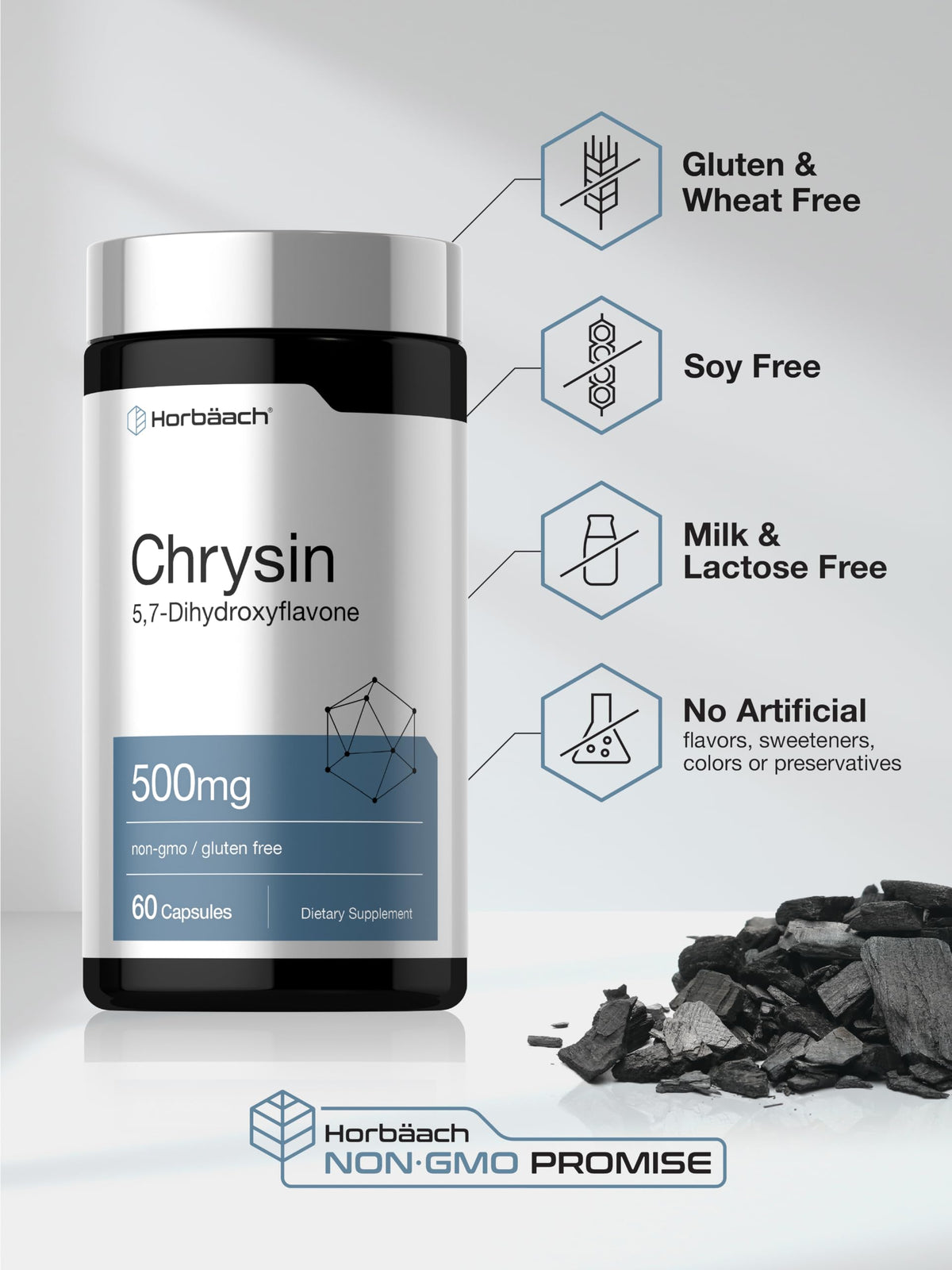 Horbäach Chrysin 500mg with Passion Flower - 60 Capsules - image 5