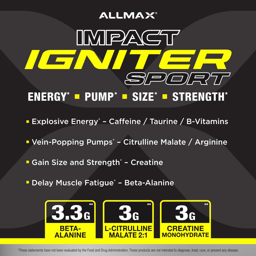 ALLMAX IGNITER Sport Pre-Workout Powder, 50 Servings