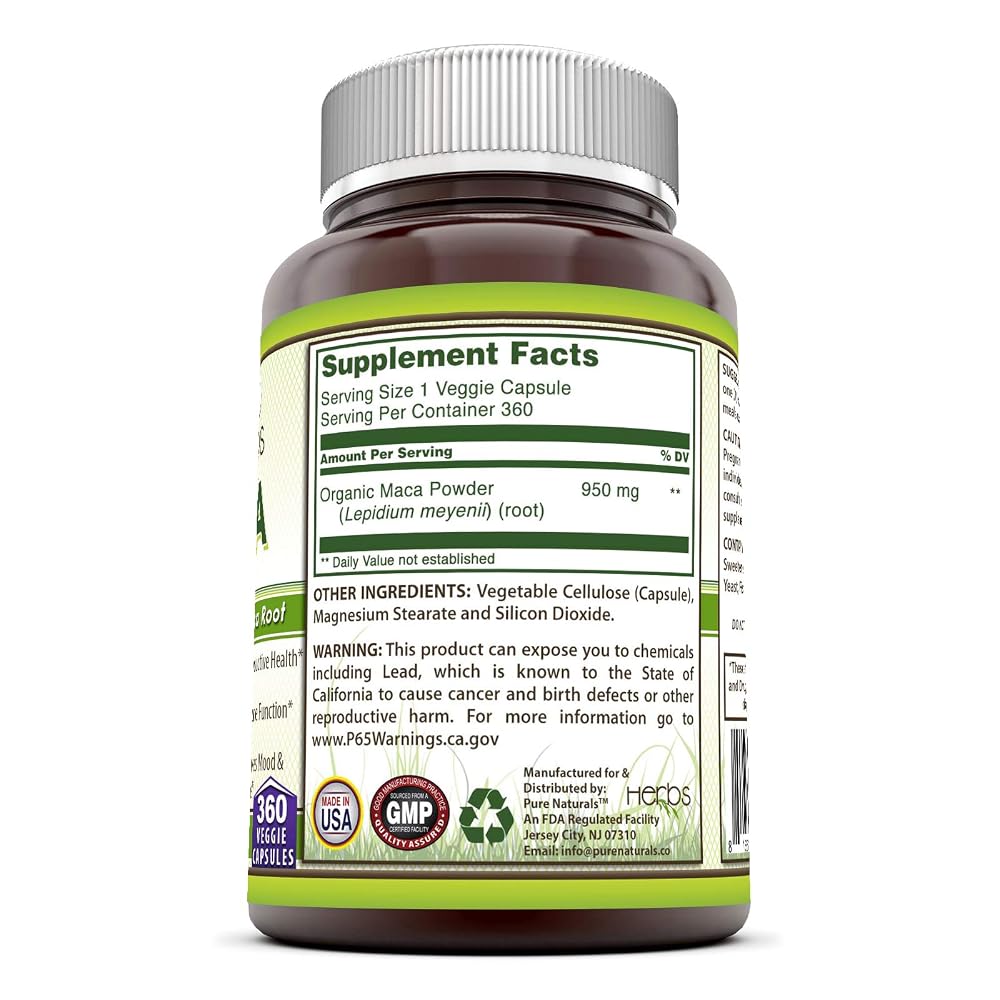 Pure Naturals Maca Supplement 950 mg - 360 Vegetarian Capsules - image 3