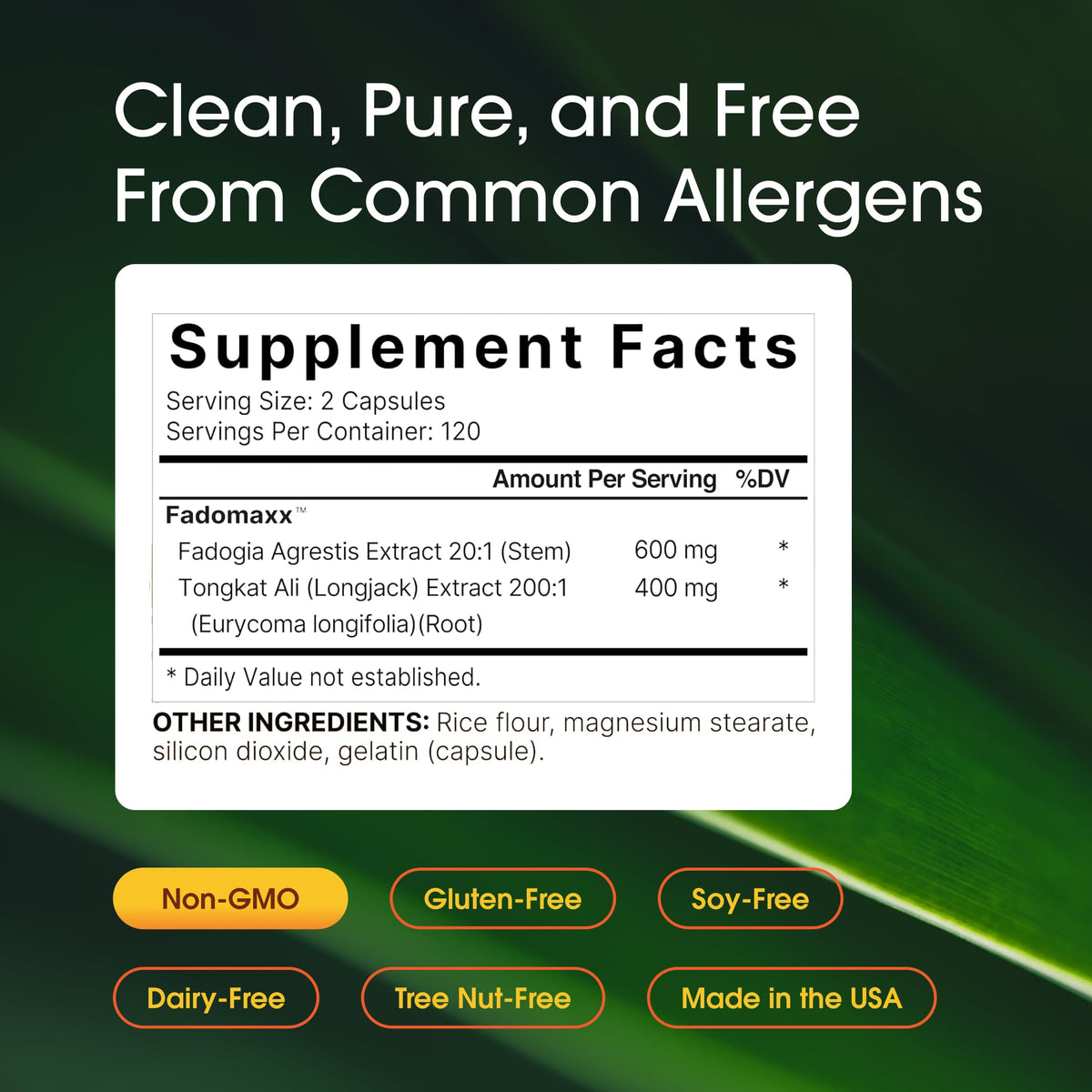 NatureBell Fadogia Agrestis 600mg & Tongkat Ali 400mg - 240 Capsules - image 3