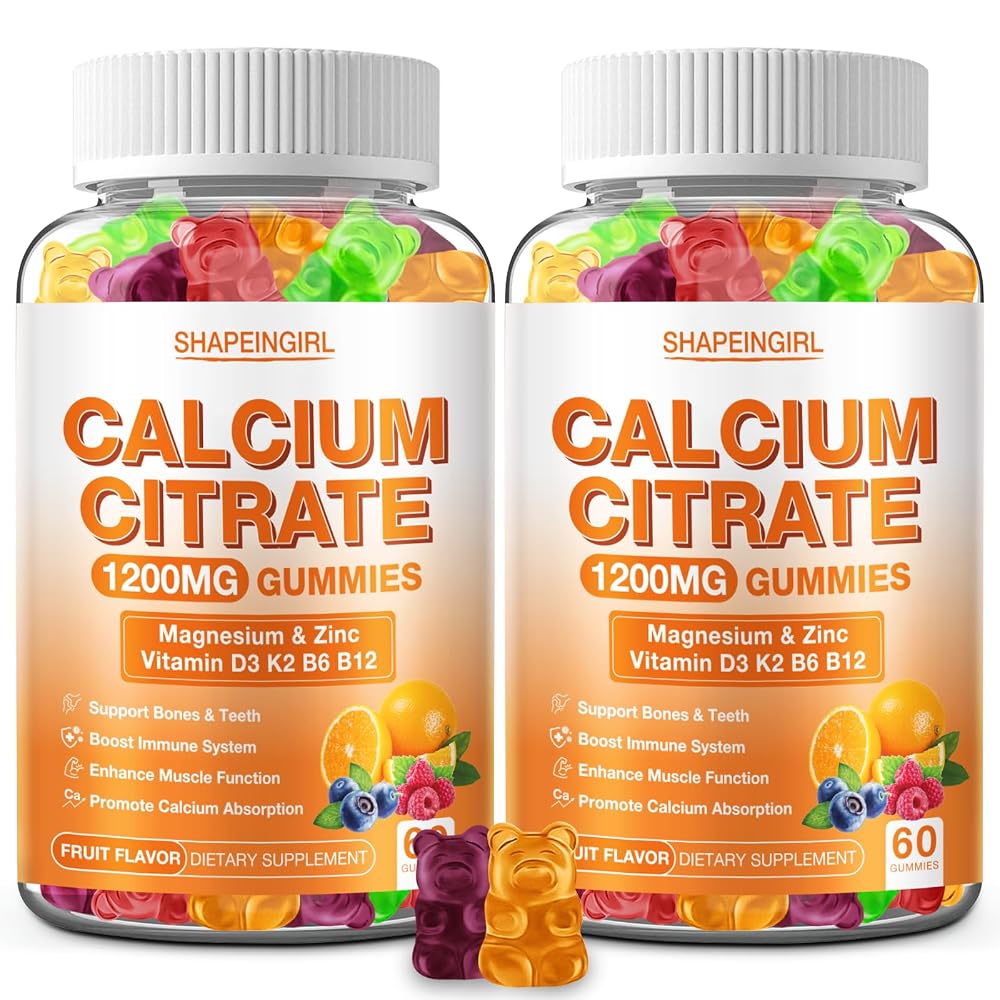 SHAPEINGIRL Calcium Citrate 1200mg with Vitamin D3 K2 Gummies - 120 Count