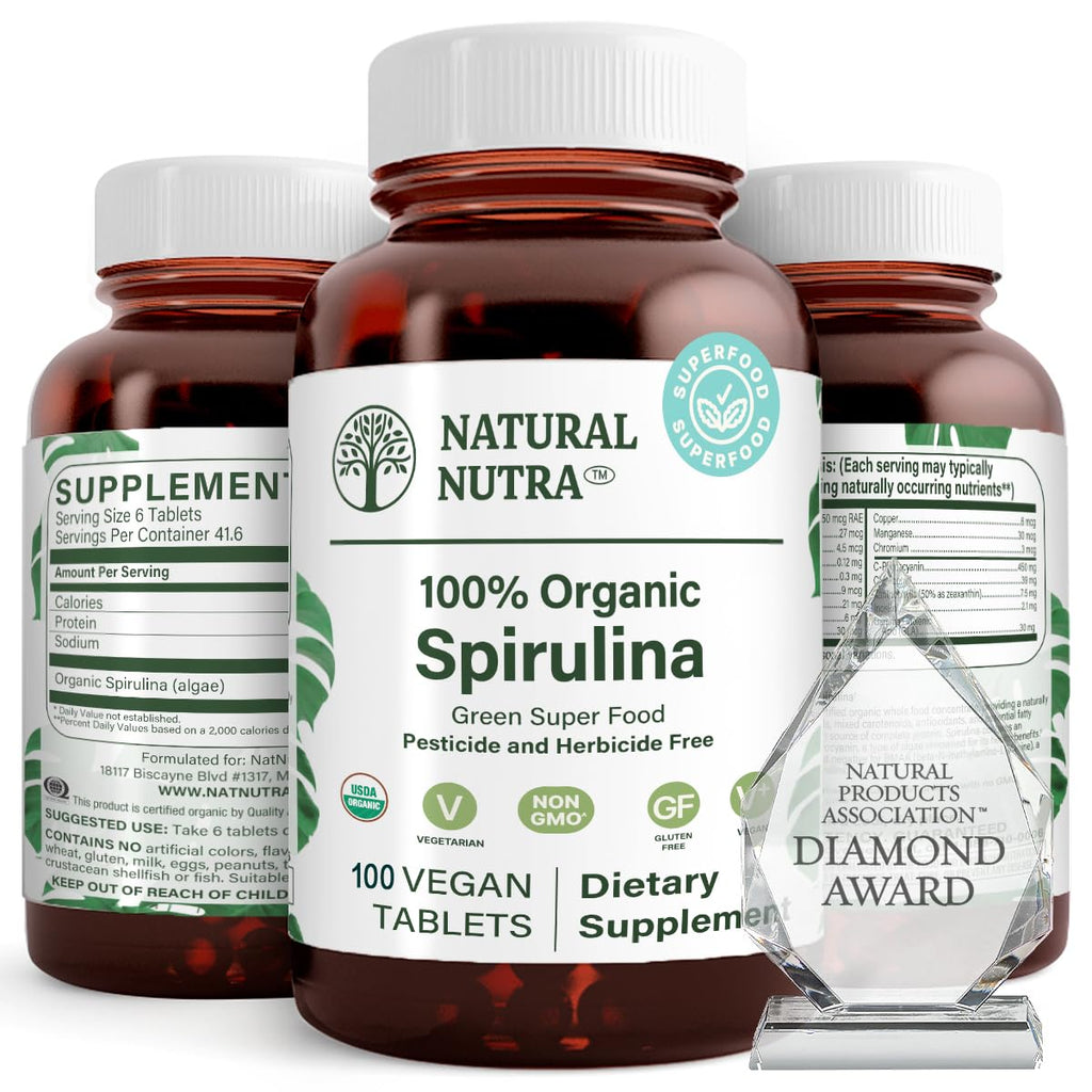 Natural Nutra Spirulina 300mg Organic - 100 Tablets