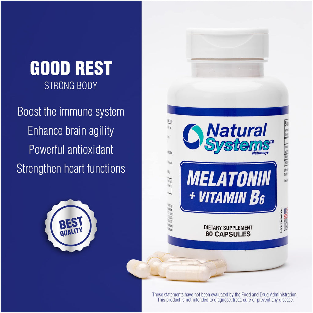 Natural Systems Melatonin 3 mg + Vitamin B6 Sleep Support - 60 Capsules - image 9