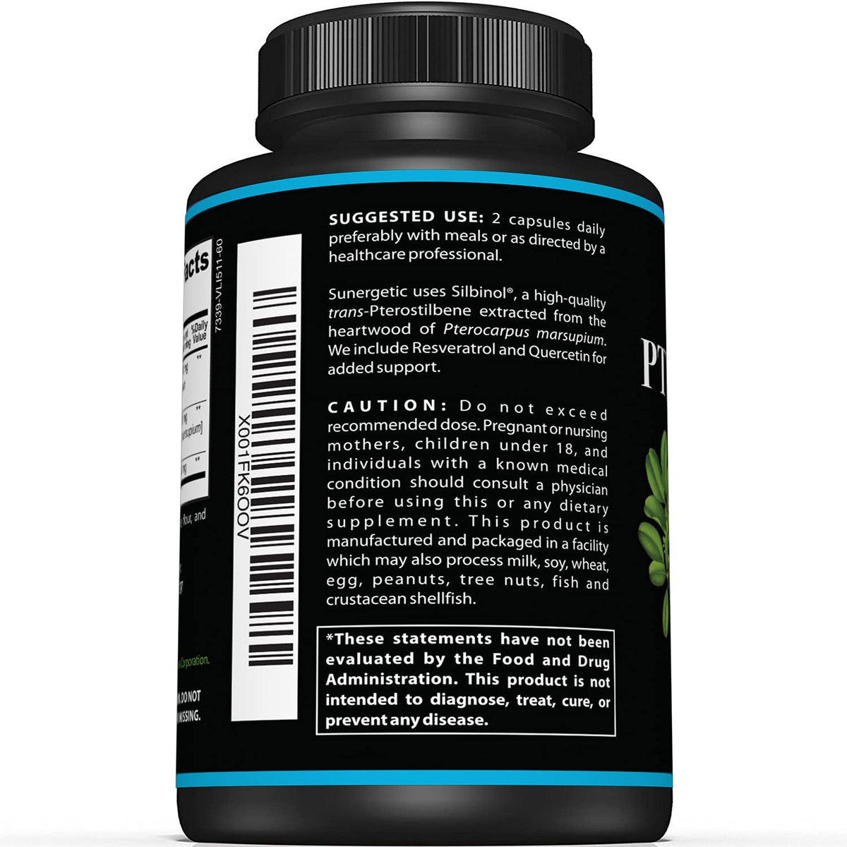 Sunergetic Pterostilbene with Resveratrol & Quercetin - 60 Capsules - image 3