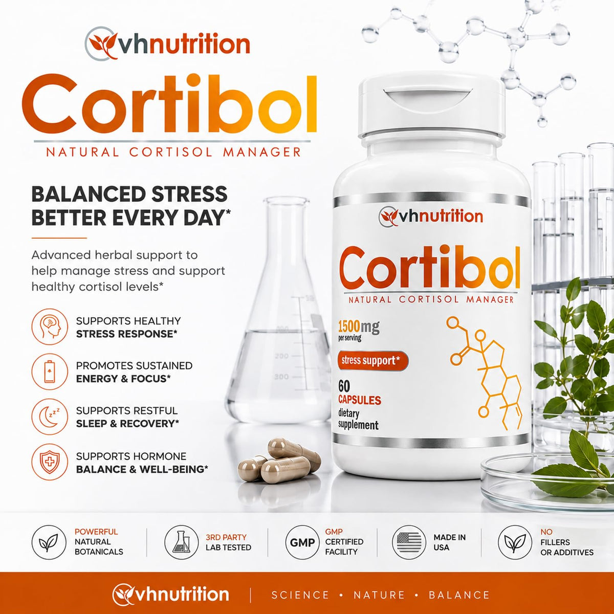 VH Nutrition CORTIBOL Cortisol Manager Adrenal Support - 60 Capsules - image 2
