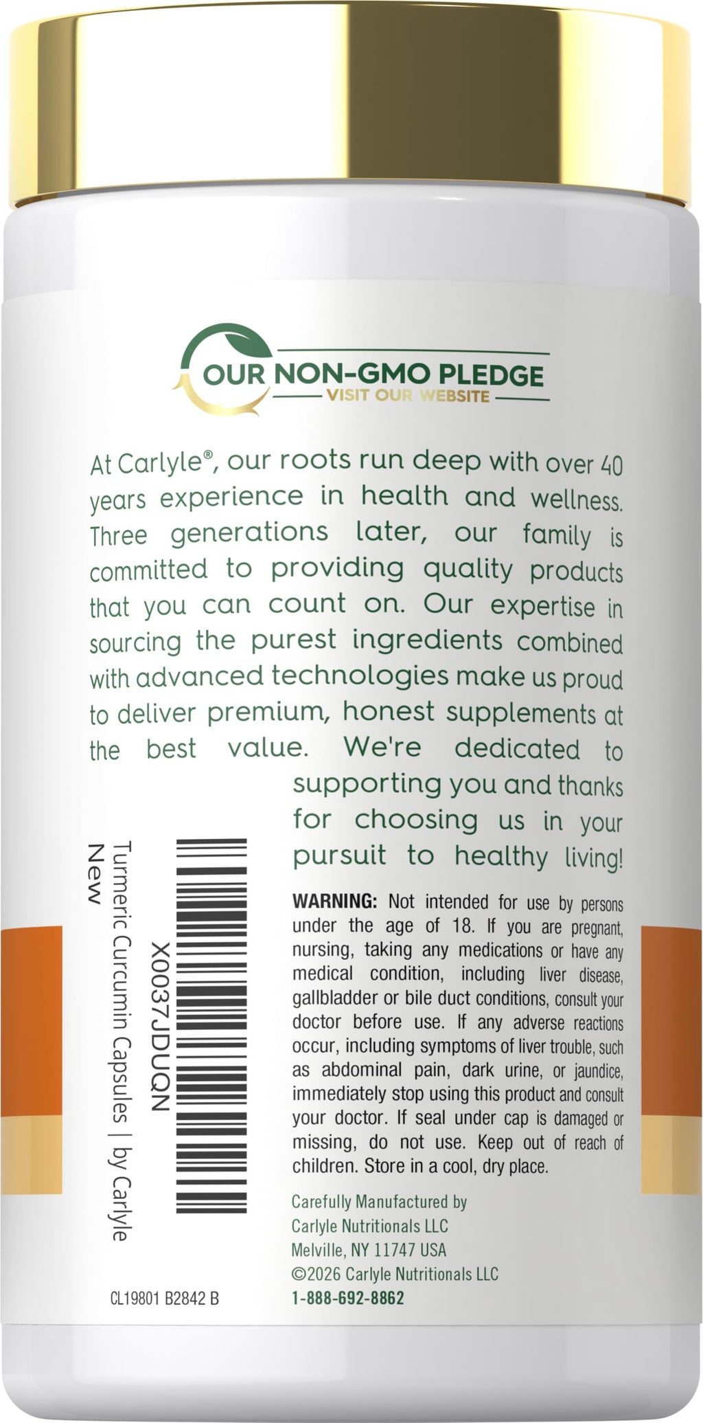 Carlyle Turmeric Curcumin Supplement - 180 Capsules - image 3