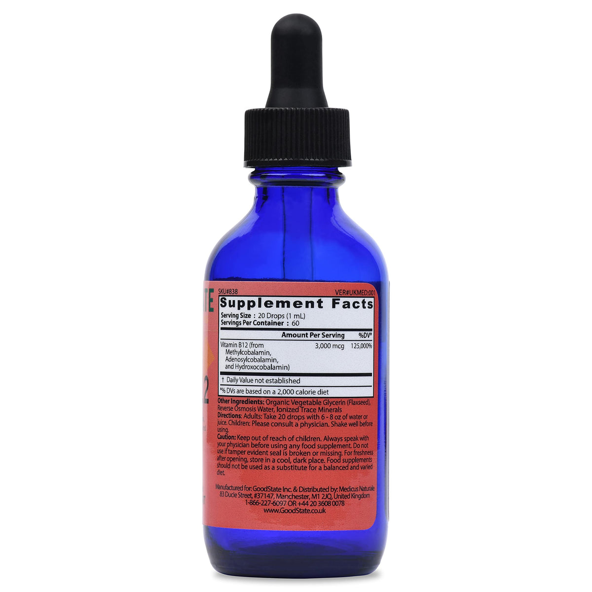 Good State Liquid Hydro B12 3000 mcg - 2 Fl Oz - image 2