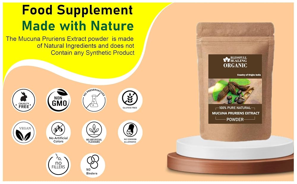 Blessfull Healing Organic Mucuna Pruriens Extract Powder - 300g - image 4