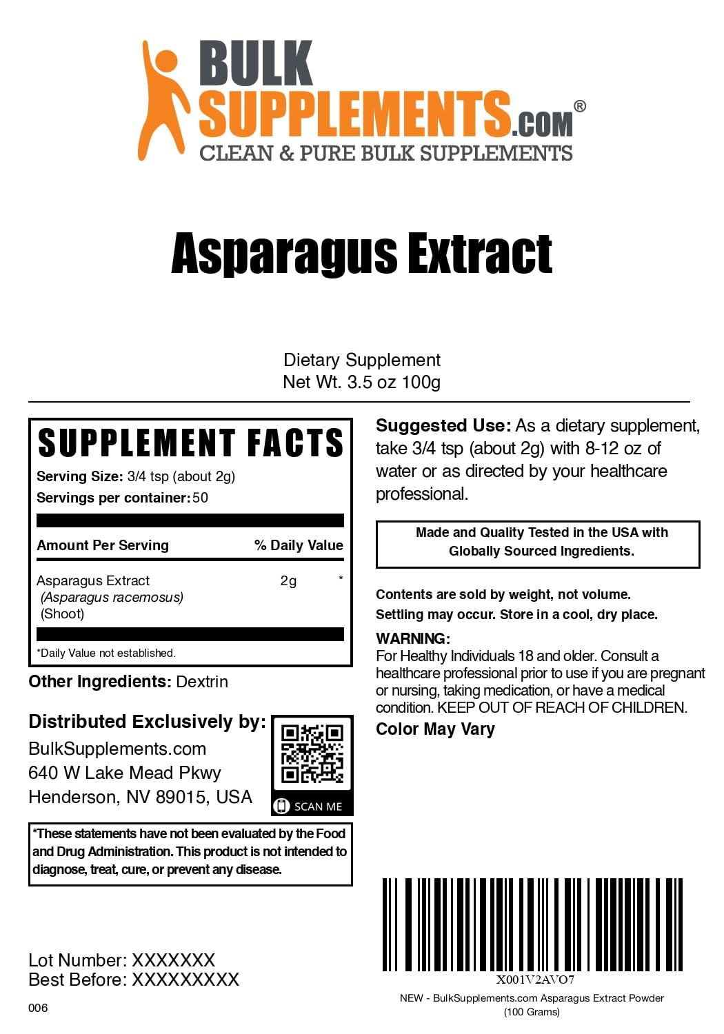 BulkSupplements.com Asparagus Extract Powder