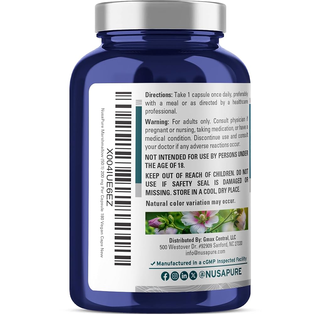 NusaPure Marshmallow Root 200mg - 180 Vegetarian Capsules - image 3
