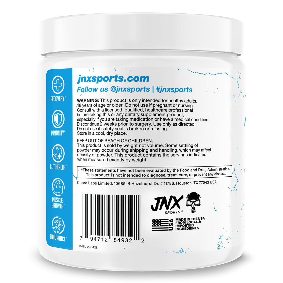 JNX SPORTS The Curse L-Glutamine Micronized Powder - 100 Servings - image 2
