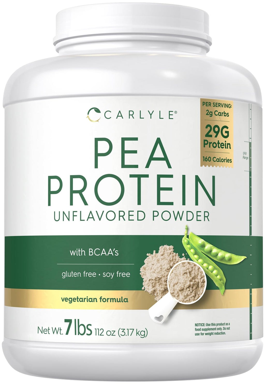 Carlyle Pea Protein Isolate Powder Unflavored - 7 lb