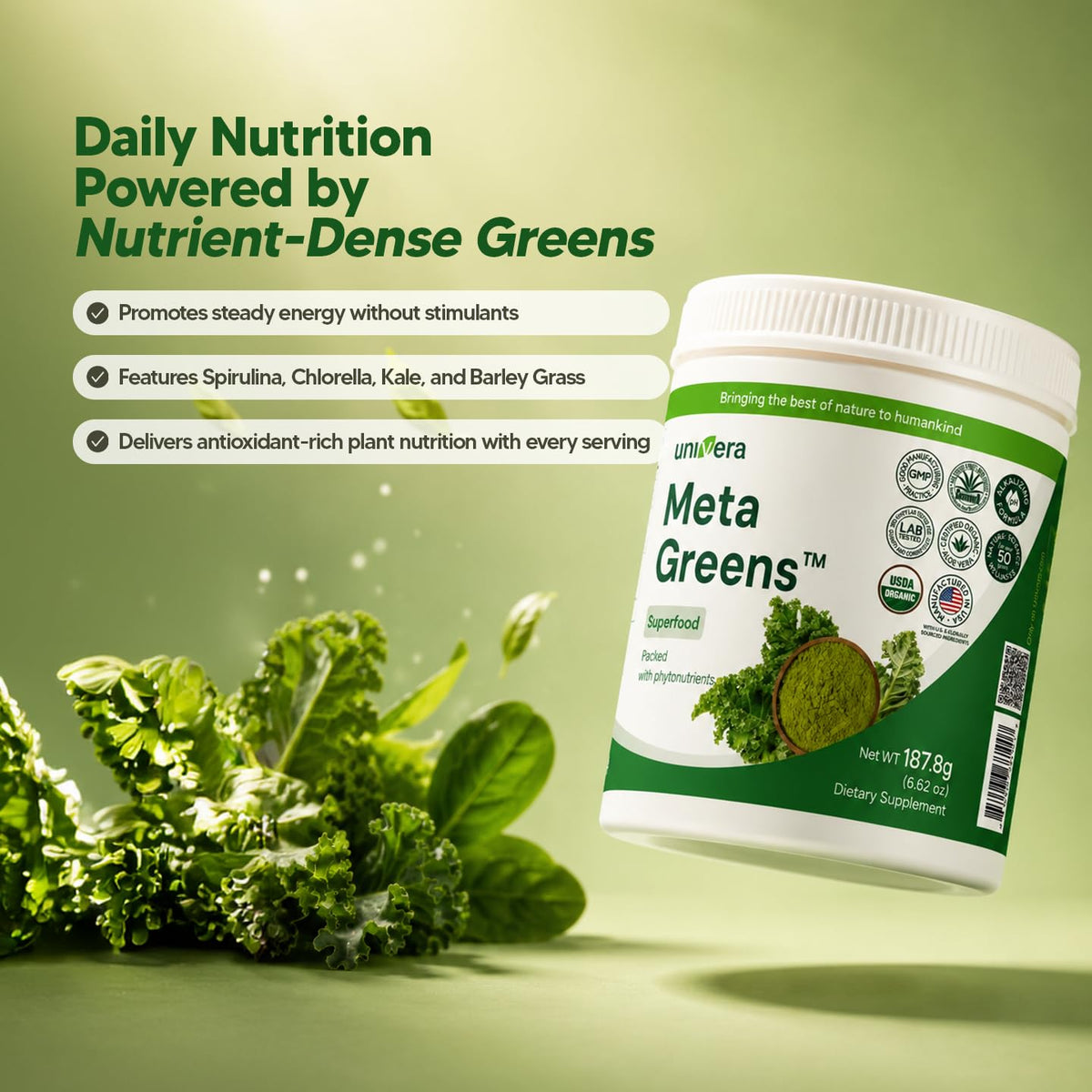 Univera Metagreens Organic Green Powder Superfoods Blend - 6.62 oz - image 3