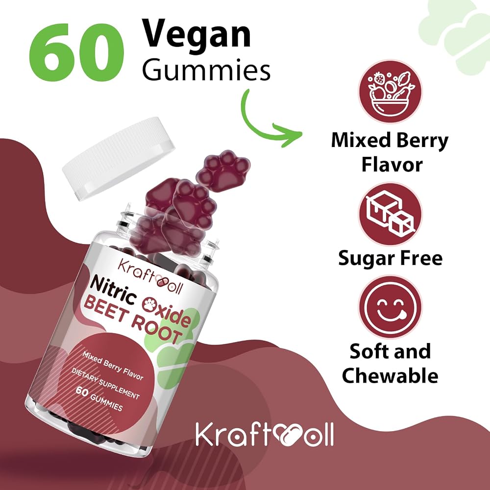 Kraftvoll Beet Root Gummies 6000mg Nitric Oxide Booster - 60 Gummies - image 7