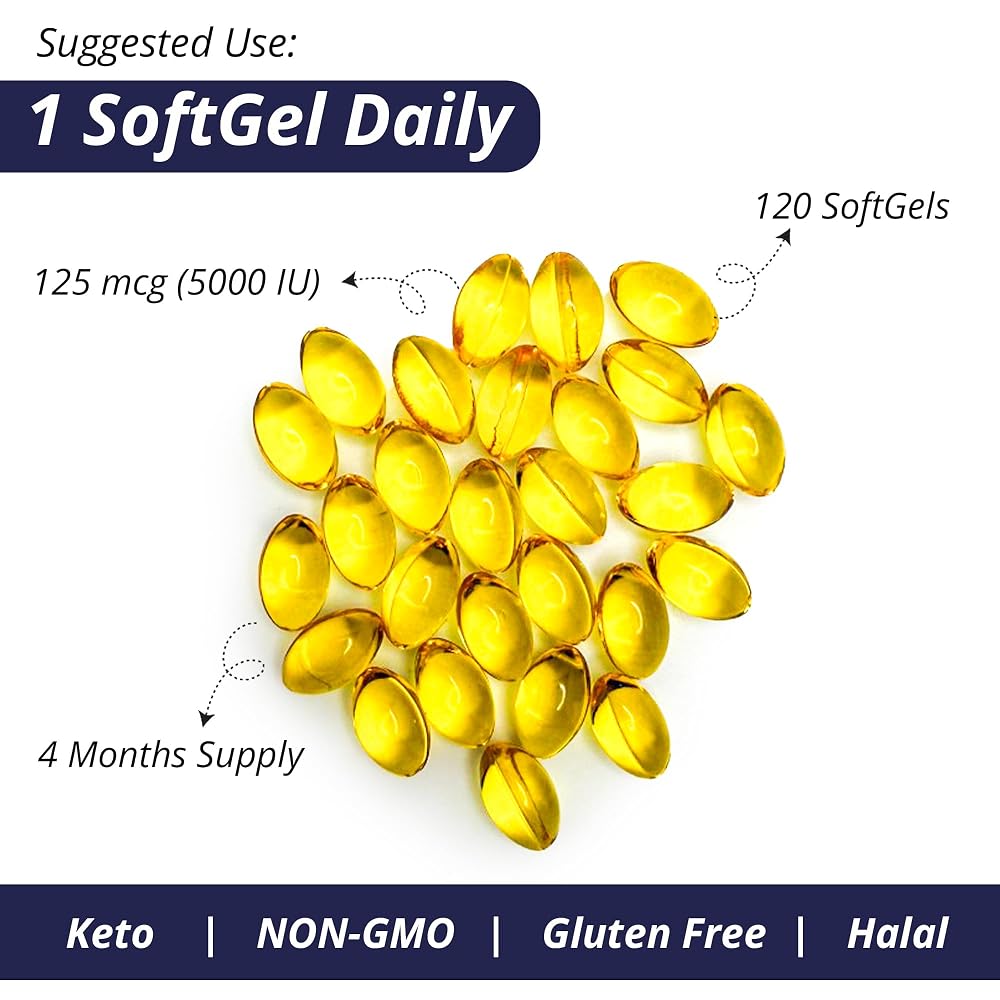 WOW Supplements Vitamin D3 5000 IU Softgels - 120 Count - image 6