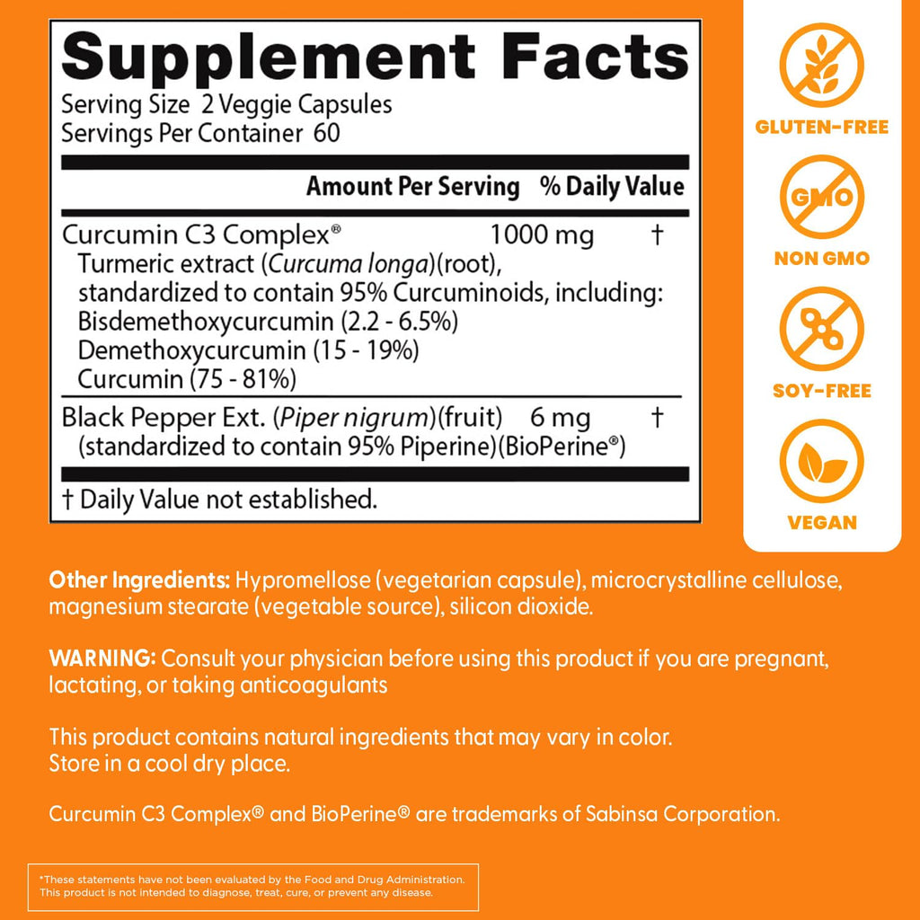 Doctor's BEST Turmeric Curcumin 1000mg Joint Support - 120 Vegetarian Capsules - image 3