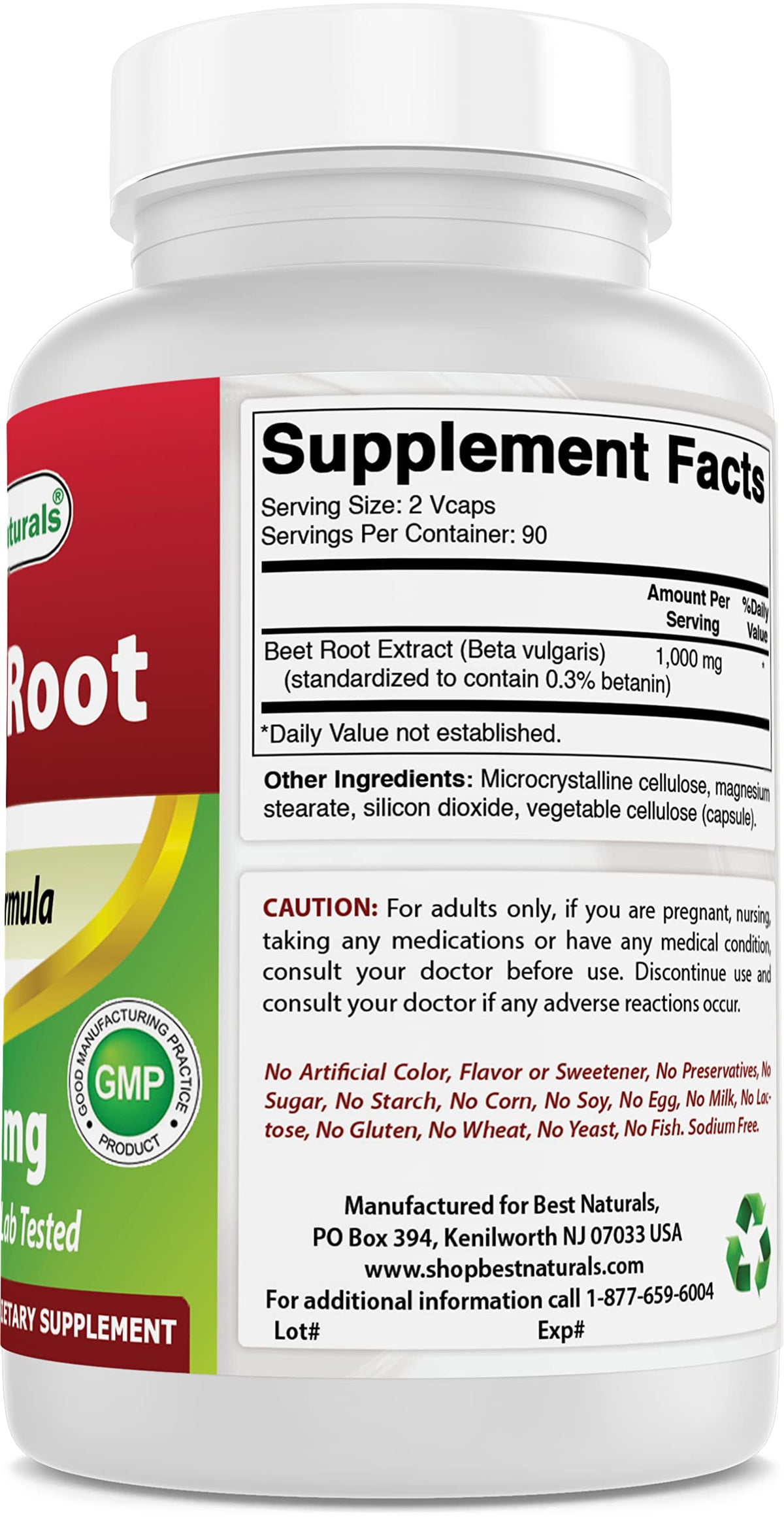 Best Naturals Beet Root Powder 500 mg - 180 Vegetarian Capsules - image 6