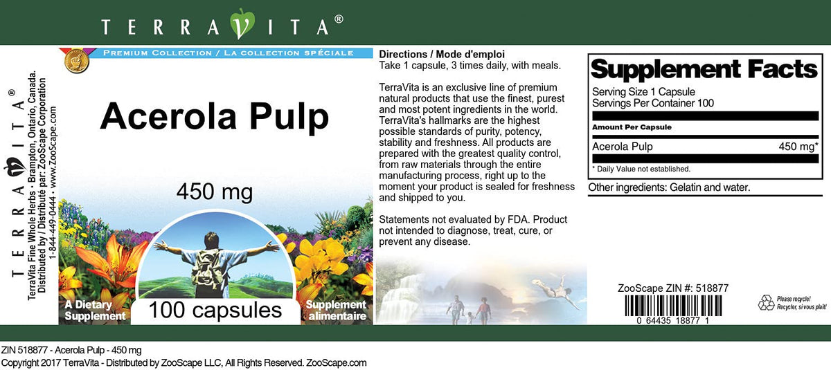 Terravita Acerola Pulp 450 mg - 100 Capsules - image 2