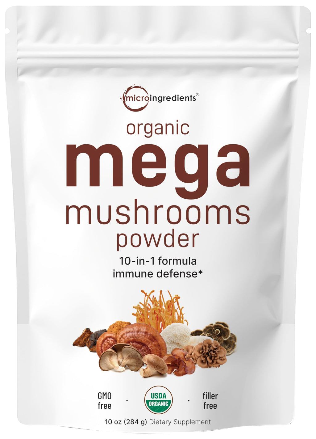 Micro Ingredients Organic Mega Mushroom Powder 10-in-1 - 10oz