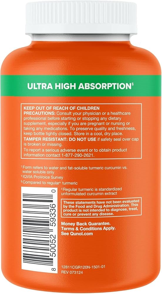 Qunol Turmeric Curcumin 1000mg and Ginger - 120 Capsules - image 8