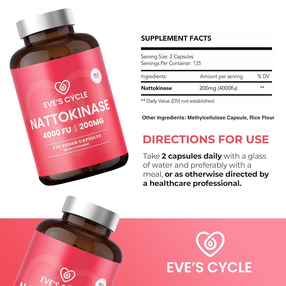 Eve's Cycle Nattokinase Supplement 4000 FU - 270 Capsules - image 6