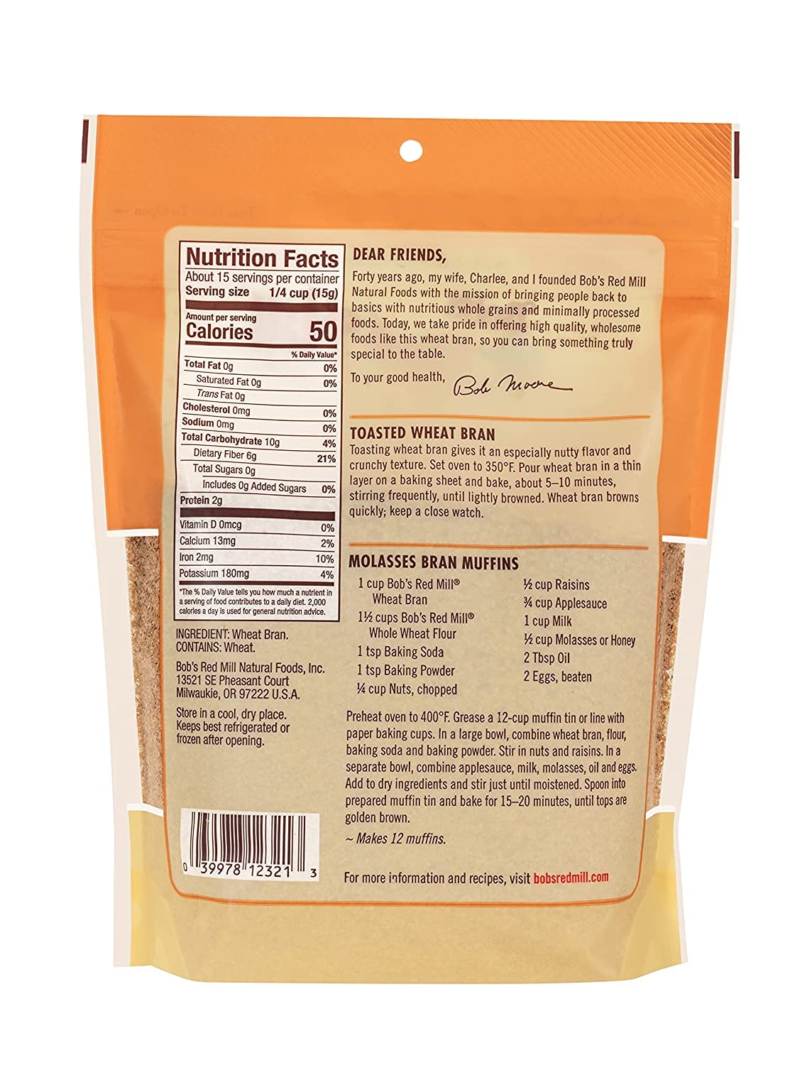 Bob's Red Mill Wheat Bran Dietary Fiber - 8 oz - image 3